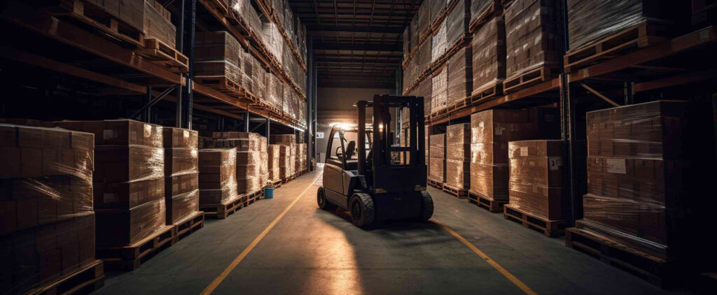 Carretilla elevadora en almacén